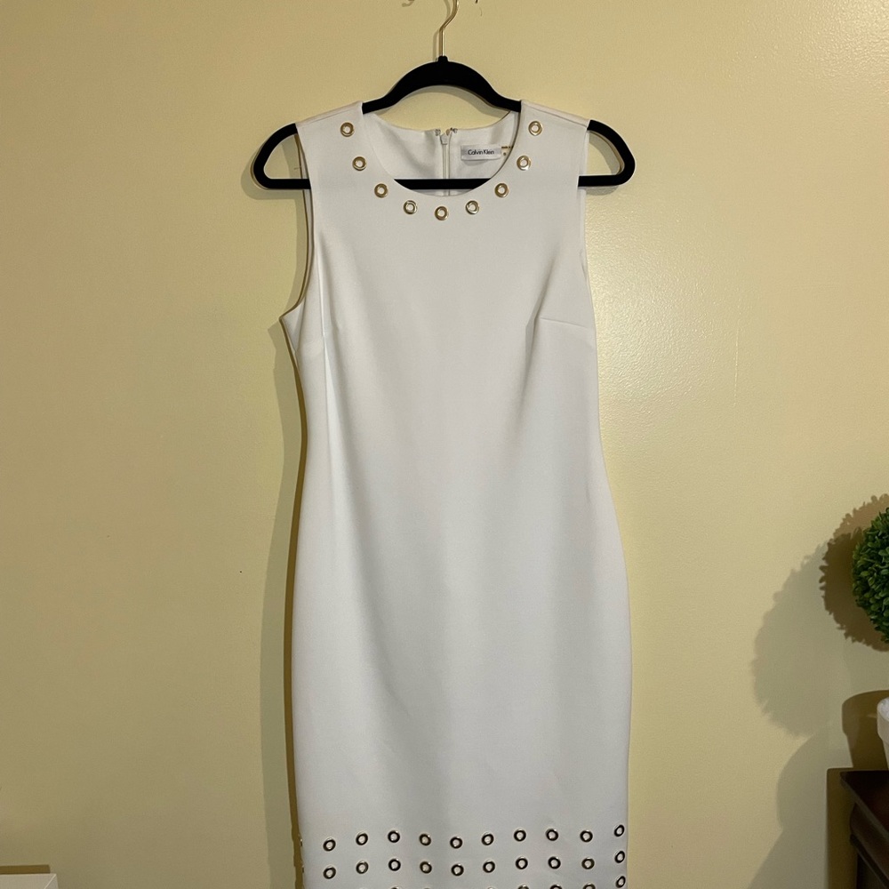 Women’s Calvin Klein White & Gold Dress